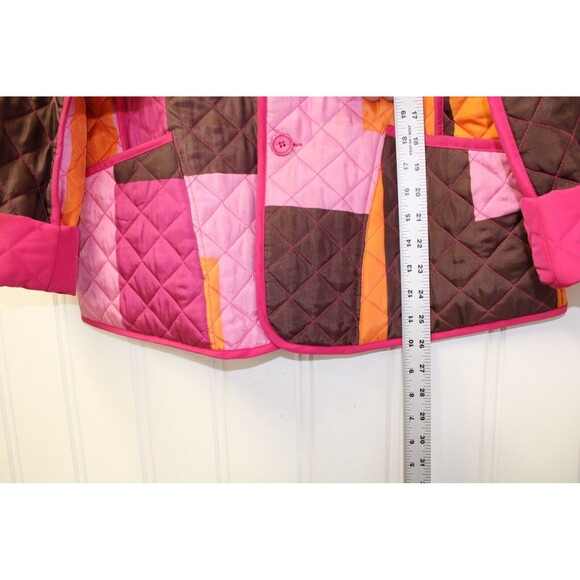Anne Carson 100 % Silk Reversable Quilted Patchwork Jacket Womens L - Picture 3 of 10